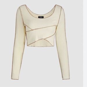 Women’s Cider Ribbed Cream Long Sleeve Cropped Top - Size XL NWT
